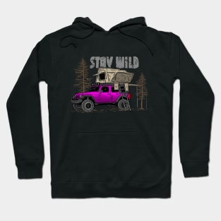 Stay Wild Jeep Camp - Adventure Pink Jeep Camp Stay Wild for Outdoor Jeep enthusiasts Hoodie
